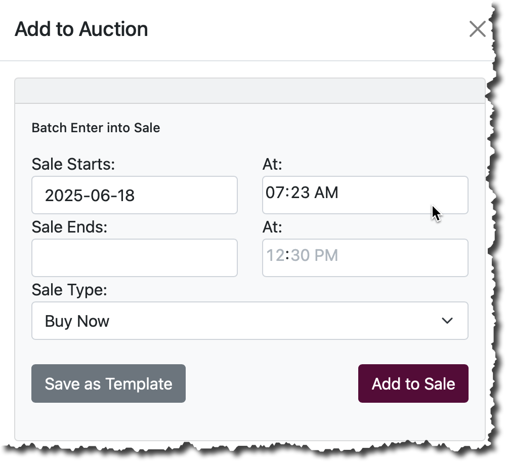 Auction details dialog
